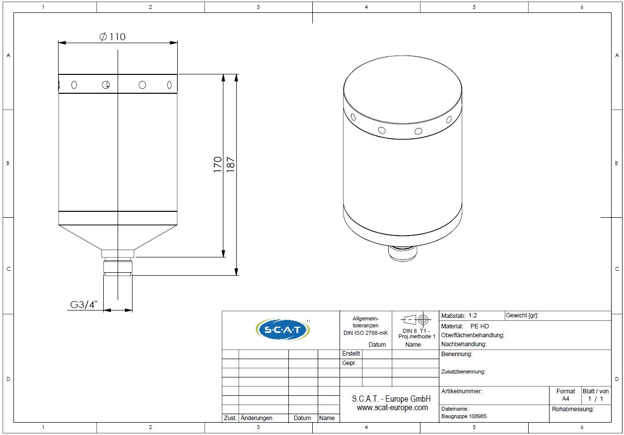 Abluftfilter XL, für Fass, G3/4"